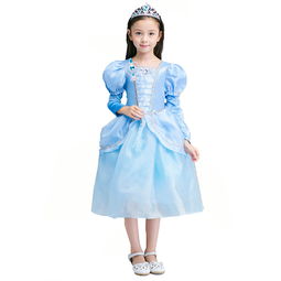 依百購女童灰姑娘兒童節(jié)表演服裝連衣裙，童年夢想的精致演繹